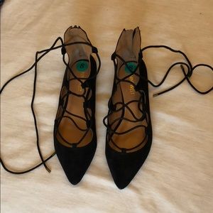 Never worn black lace up flats - Nine West